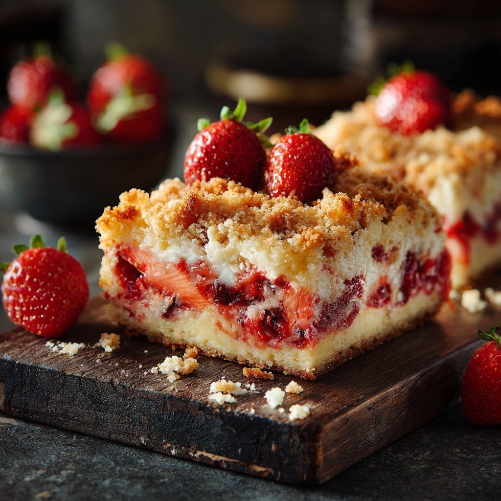 Erdbeer Vanille Blechkuchen Mit Streuseln