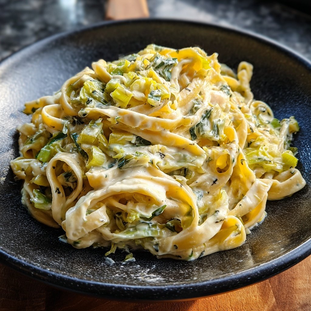 Tagliatelle mit Lauch und Sahne