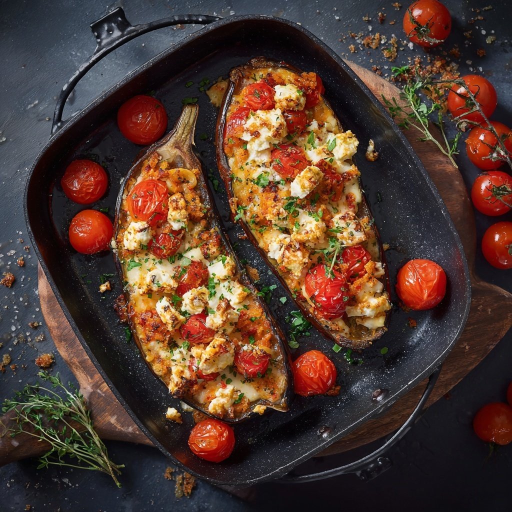 Kalorienarme Ofen Aubergine Mit Tomaten
