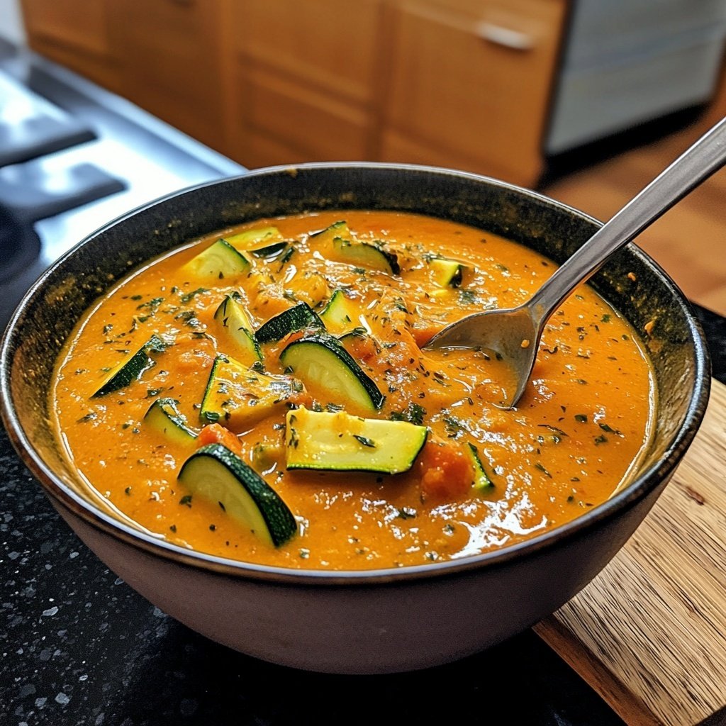 Cremige Kürbissuppe mit Zucchini